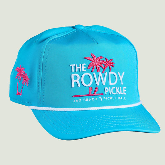 Blue Rowdy Hat - white stitch