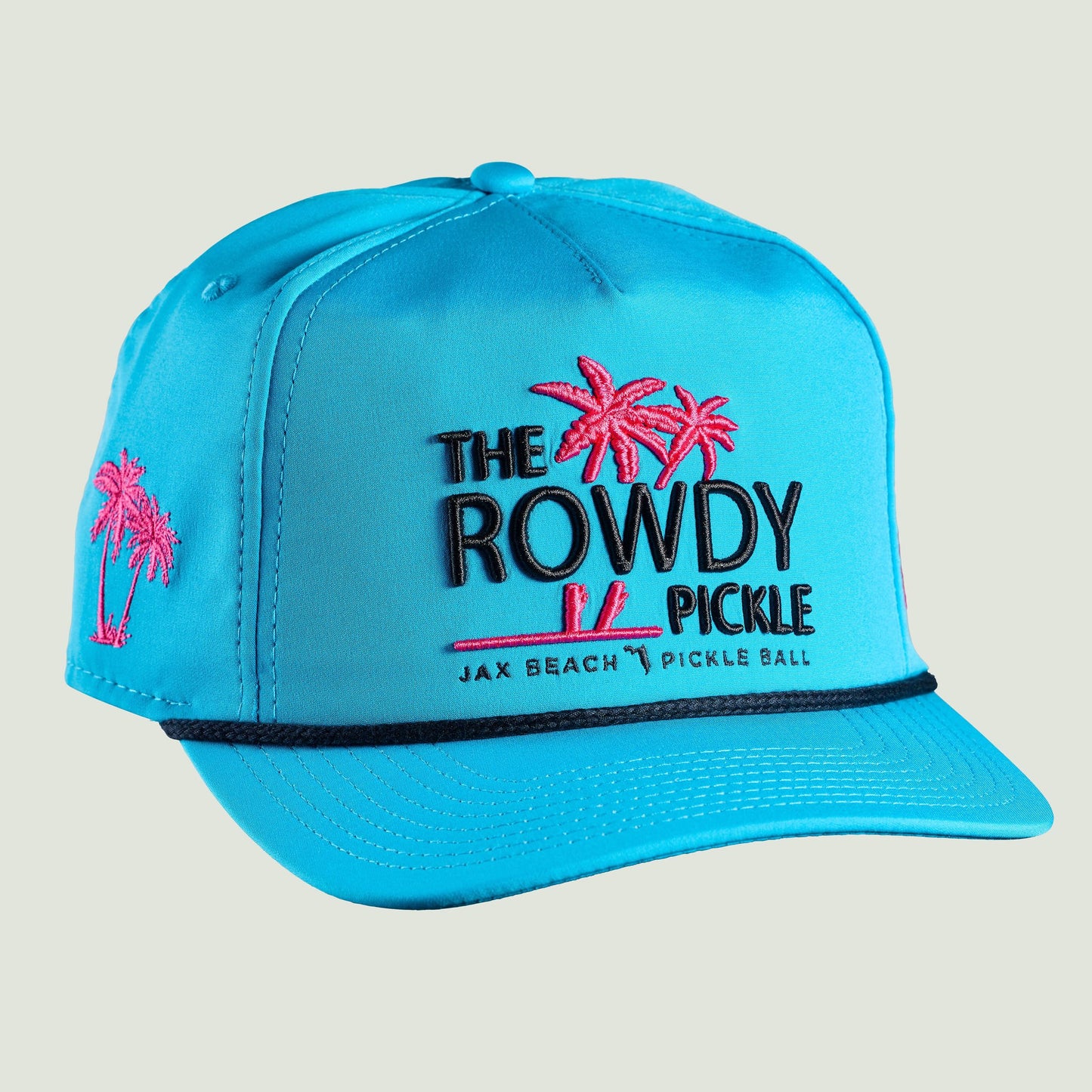 Blue Rowdy Hat - black stitch